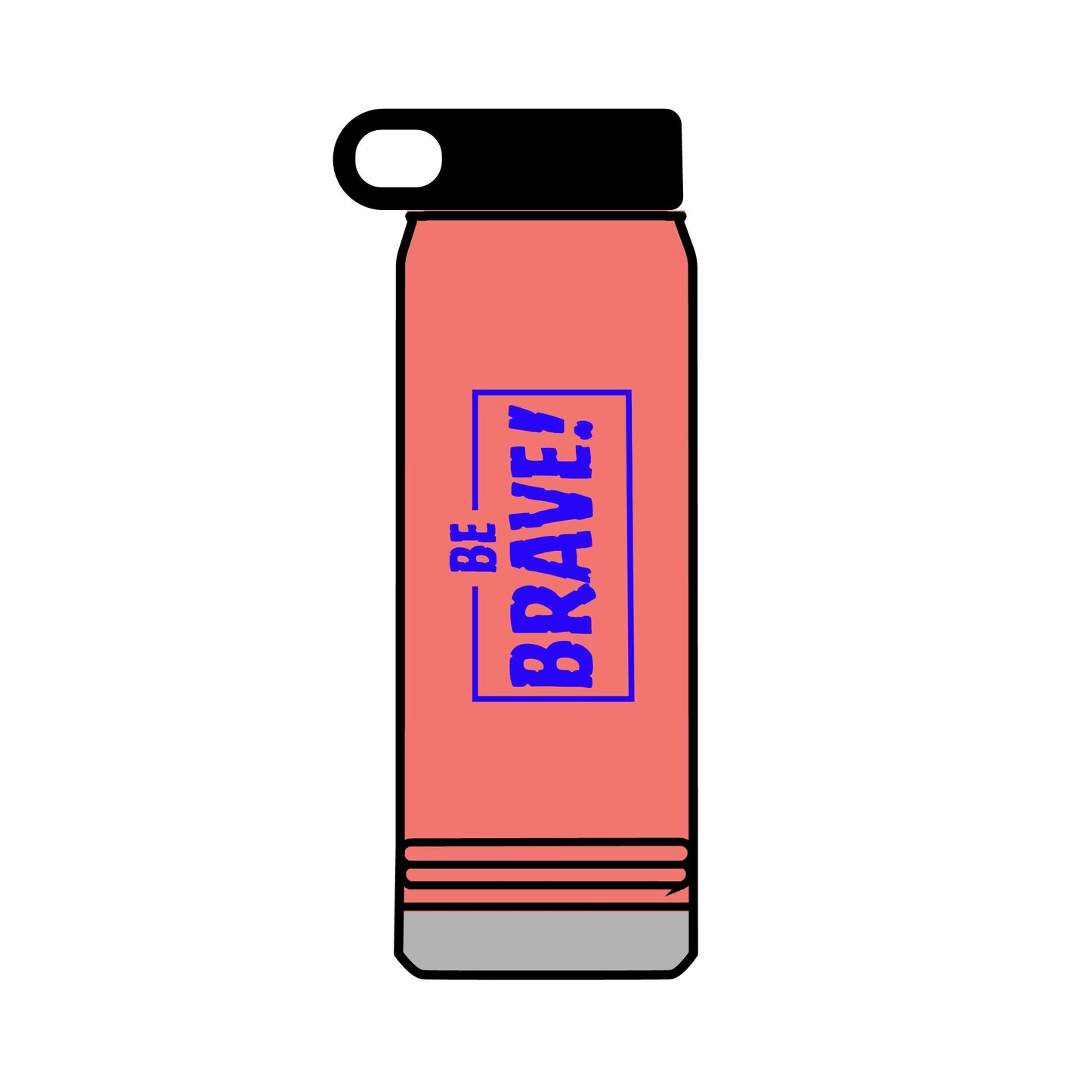 Be Brave (blue ink) Water Bottle, 32oz