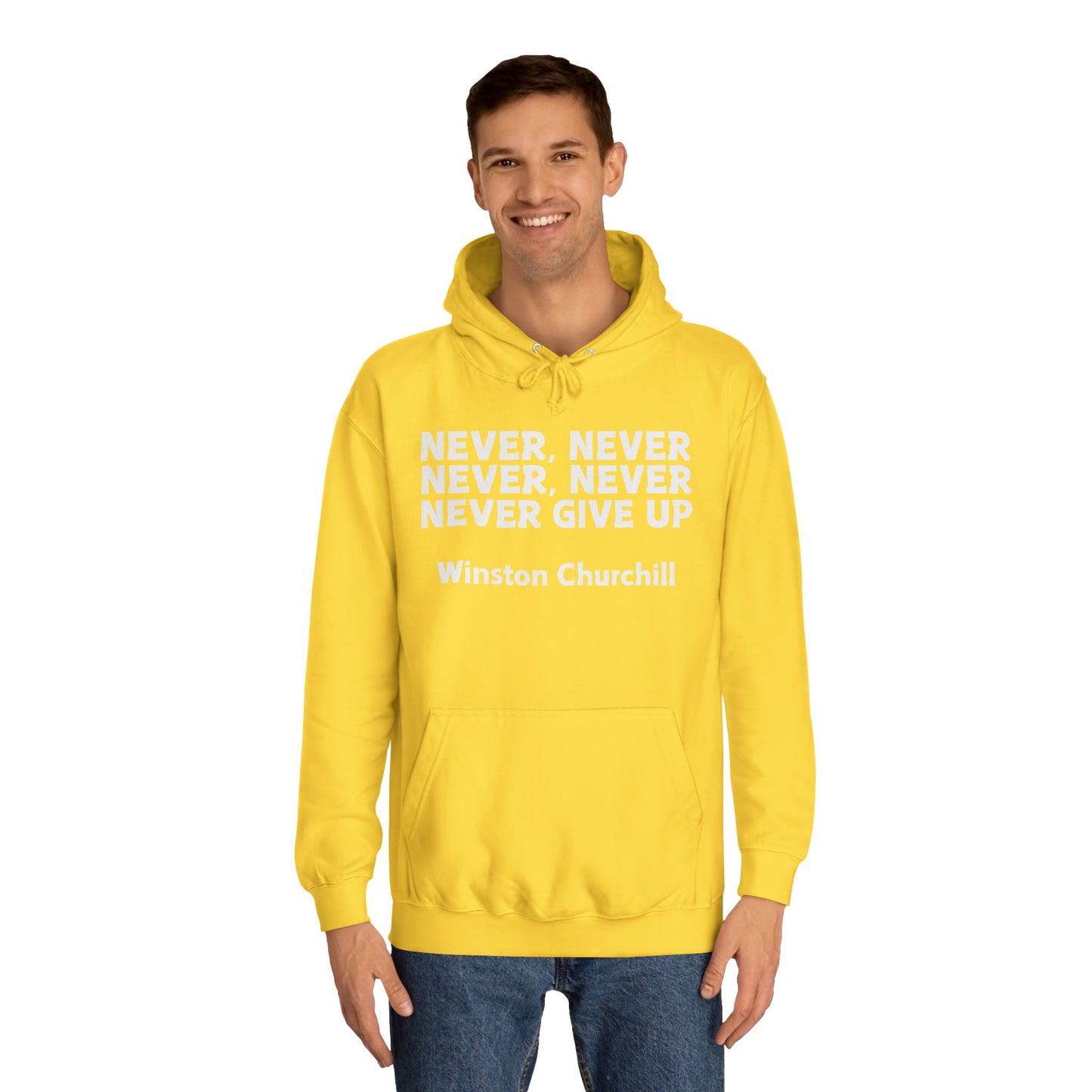 Never Give Up (white font) Unisex College Hoodi