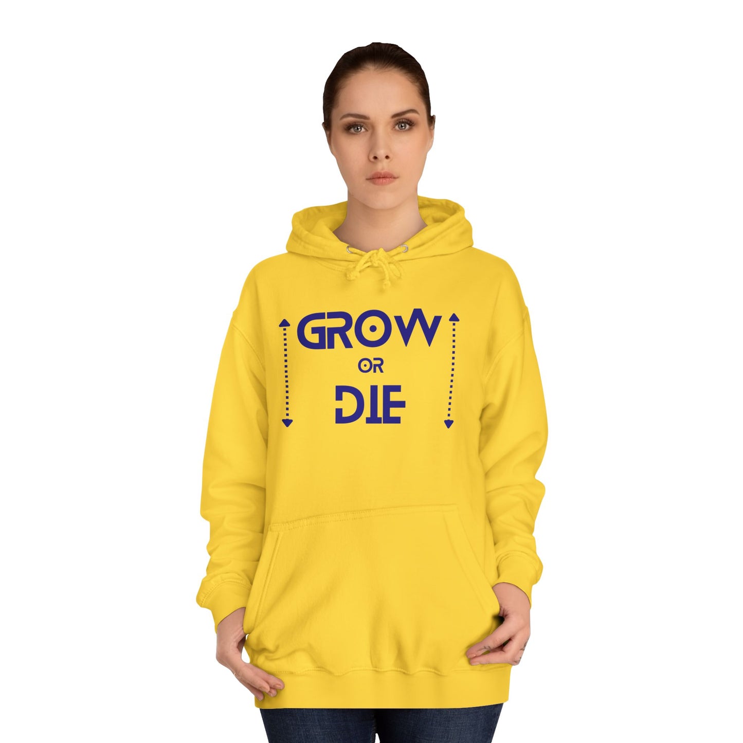 "Grow or Die" (blue font) Unisex College Hoodie