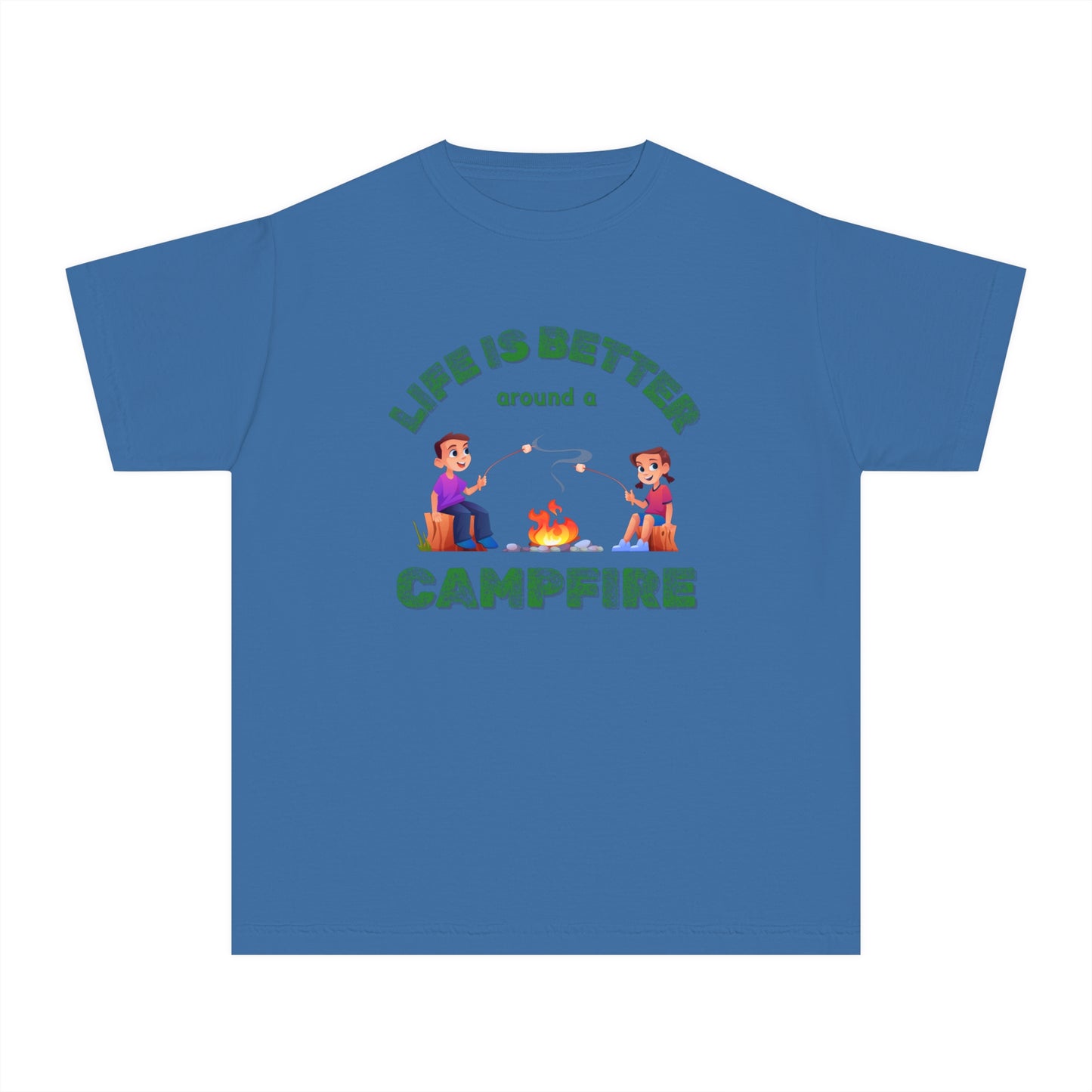 Life Is Better...Campfire (green ink) Youth Midweight Tee