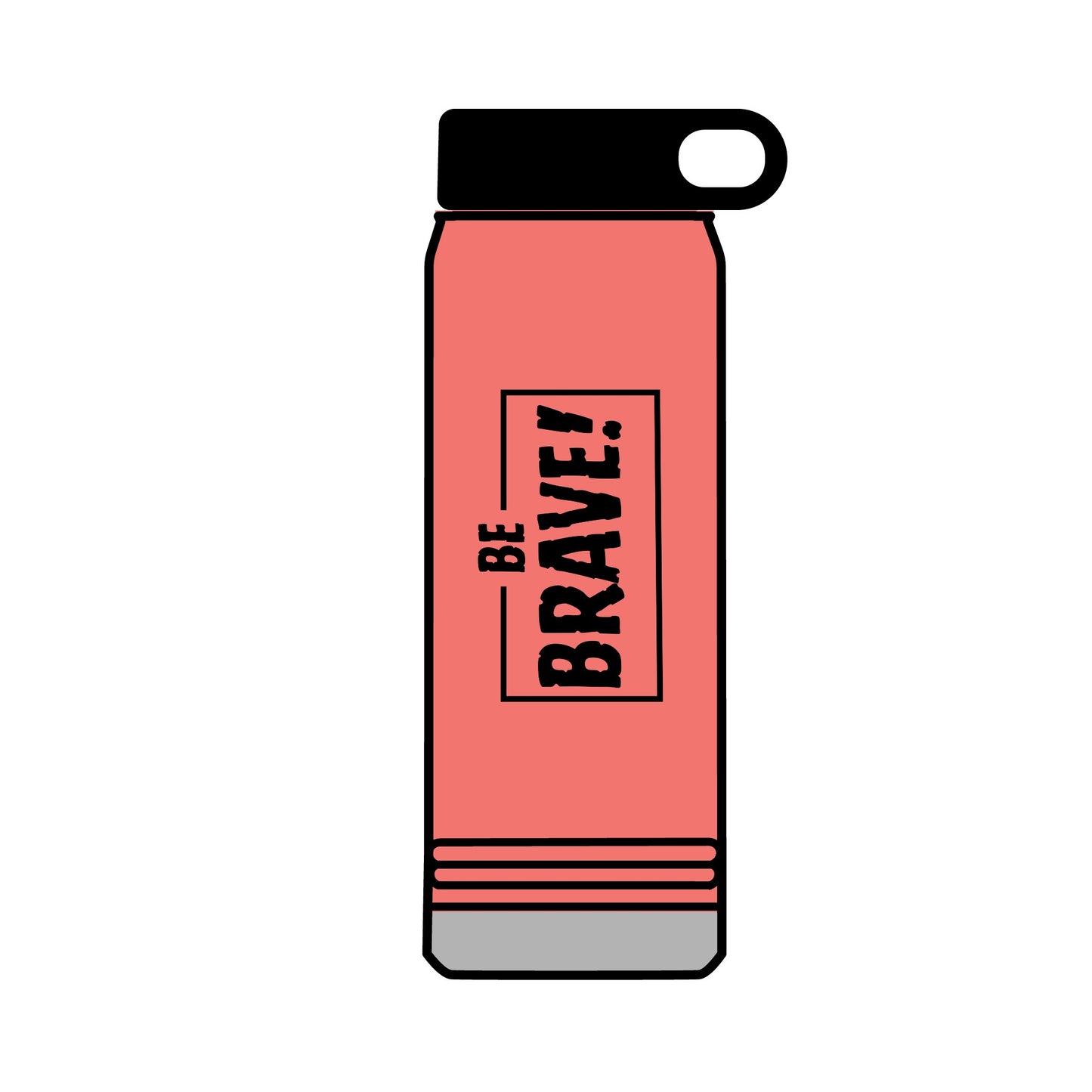 Be Brave (black ink) Water Bottle, 32oz