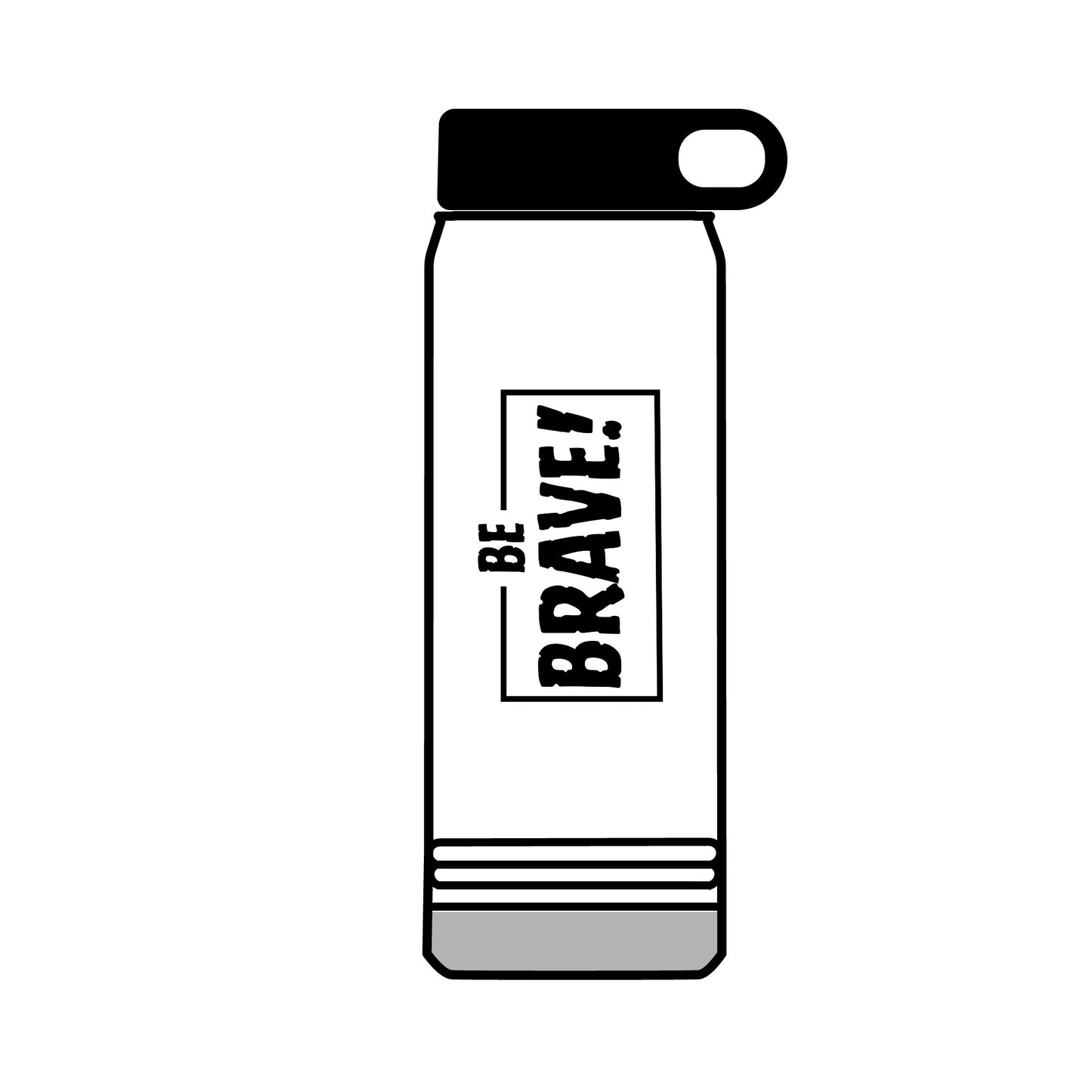 Be Brave (black ink) Water Bottle, 32oz