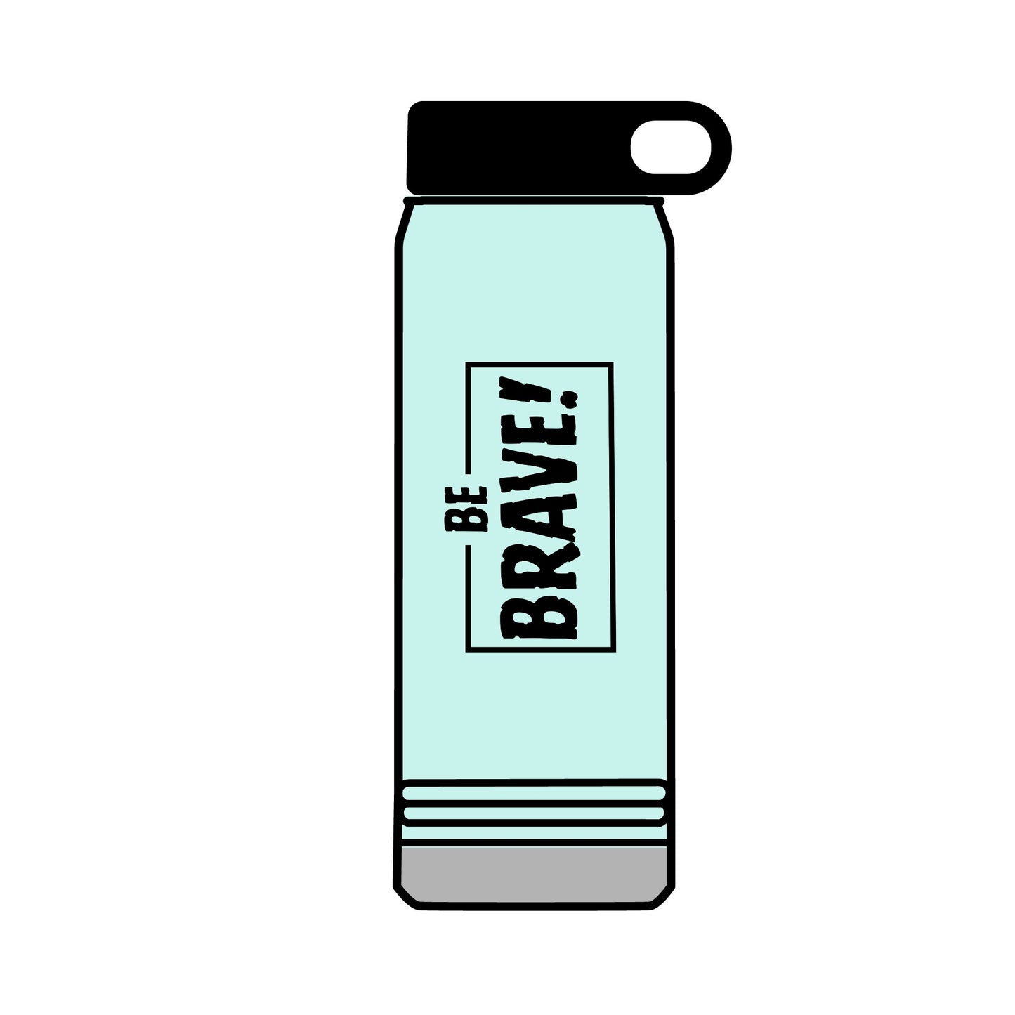 Be Brave (black ink) Water Bottle, 32oz