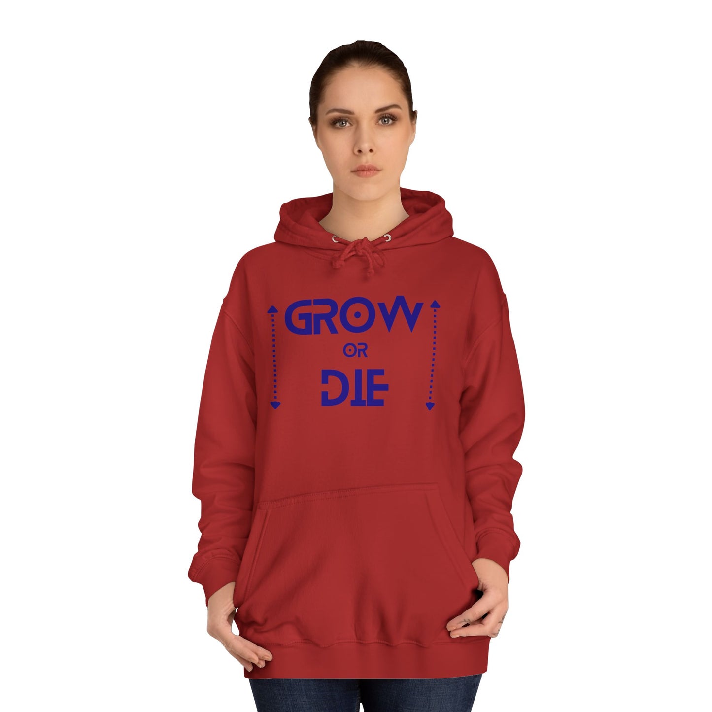 "Grow or Die" (blue font) Unisex College Hoodie