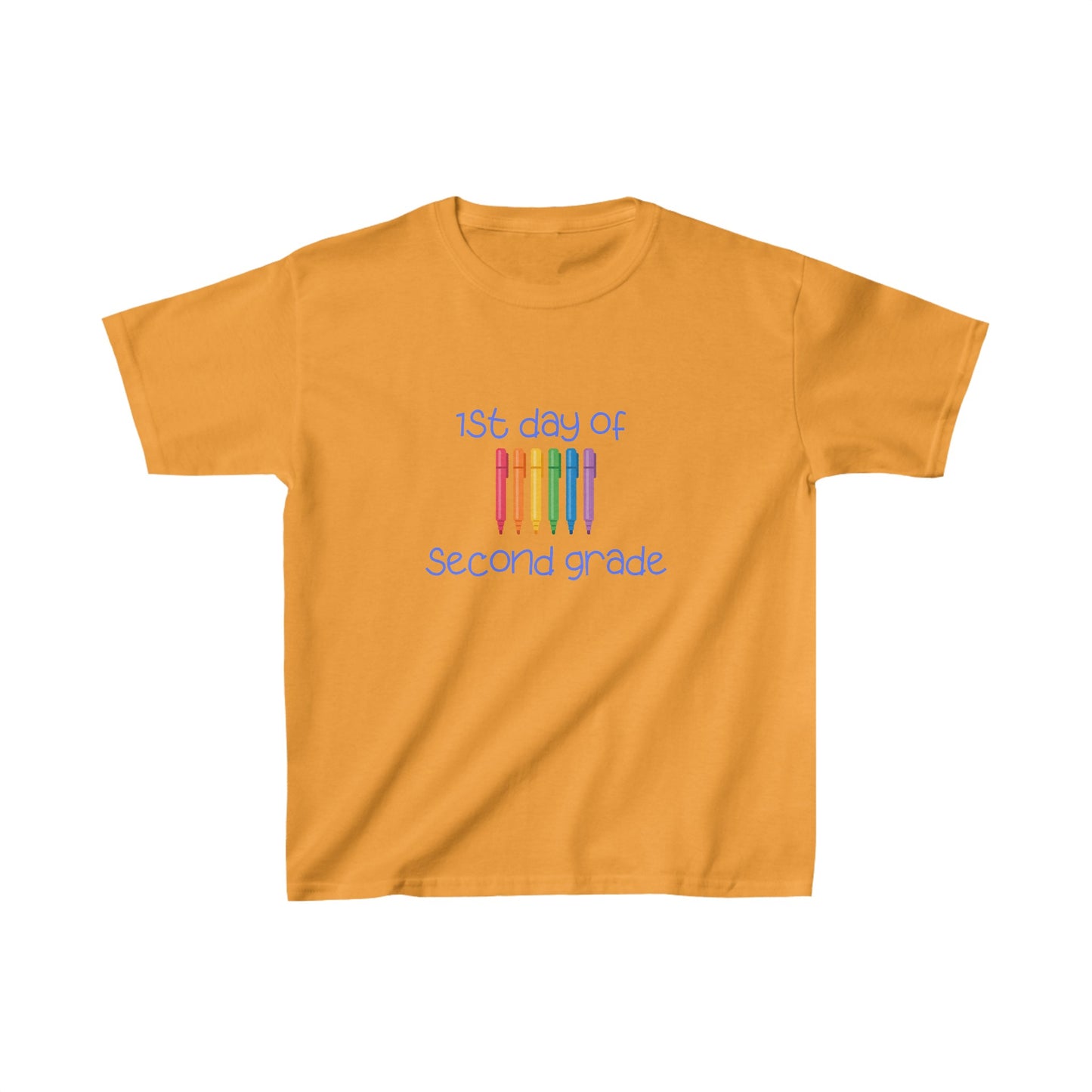 1st Day of Second Grade (blue ink) Kids Heavy Cotton™ Tee