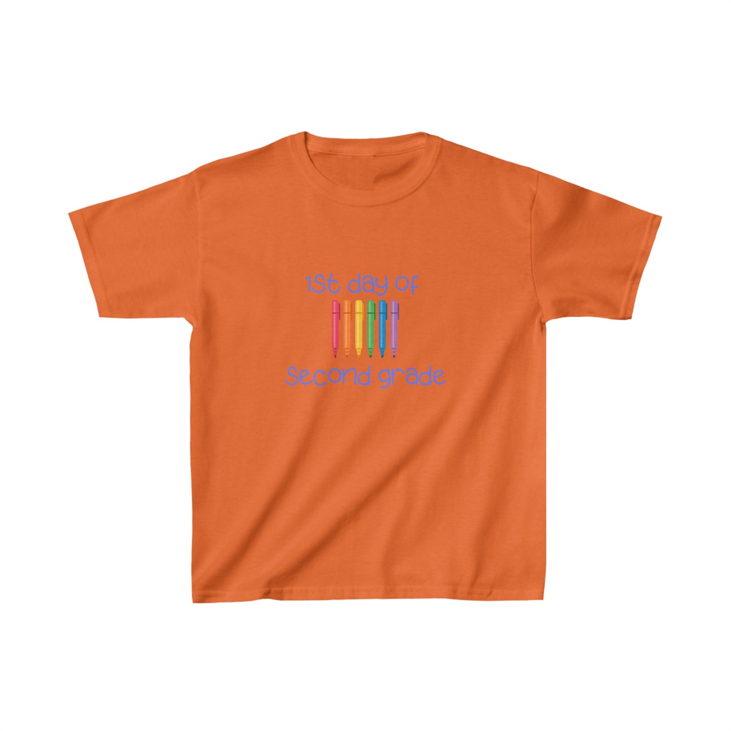 1st Day of Second Grade (blue ink) Kids Heavy Cotton™ Tee