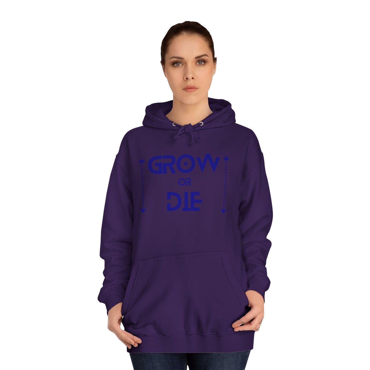 "Grow or Die" (blue font) Unisex College Hoodie