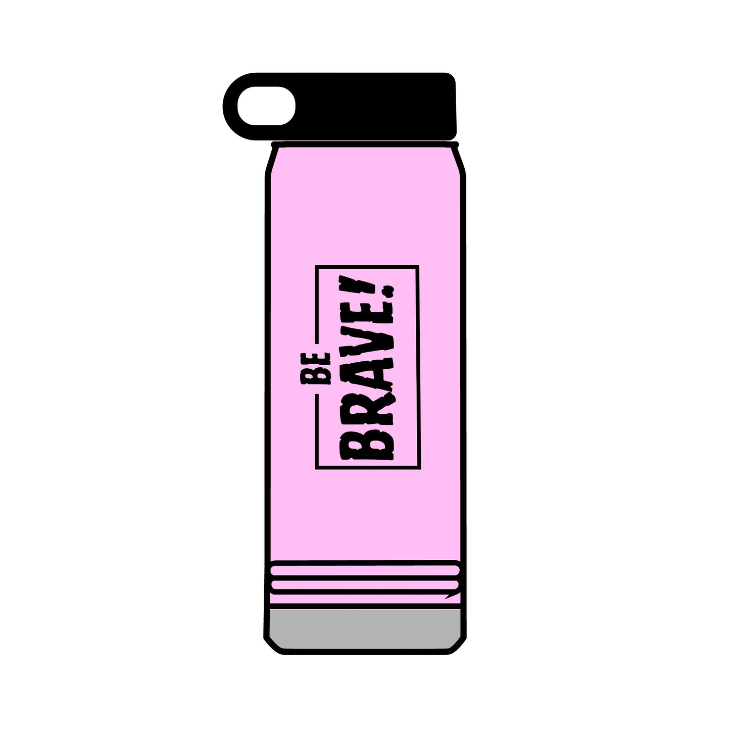 Be Brave (black ink) Water Bottle, 32oz