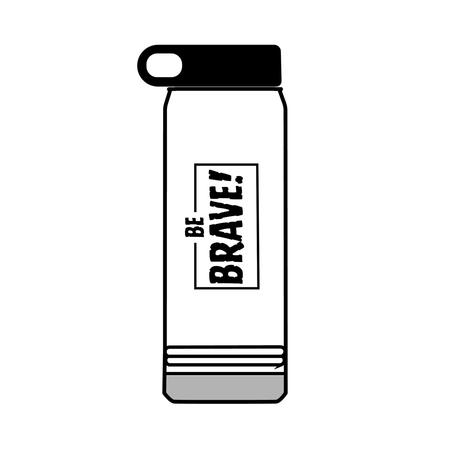 Be Brave (black ink) Water Bottle, 32oz