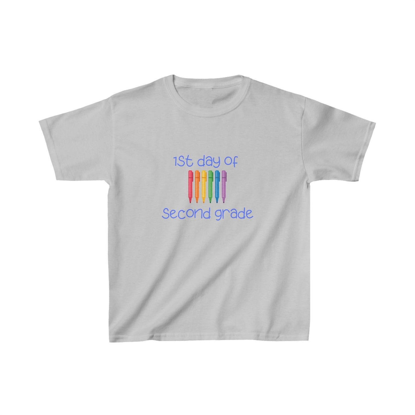 1st Day of Second Grade (blue ink) Kids Heavy Cotton™ Tee