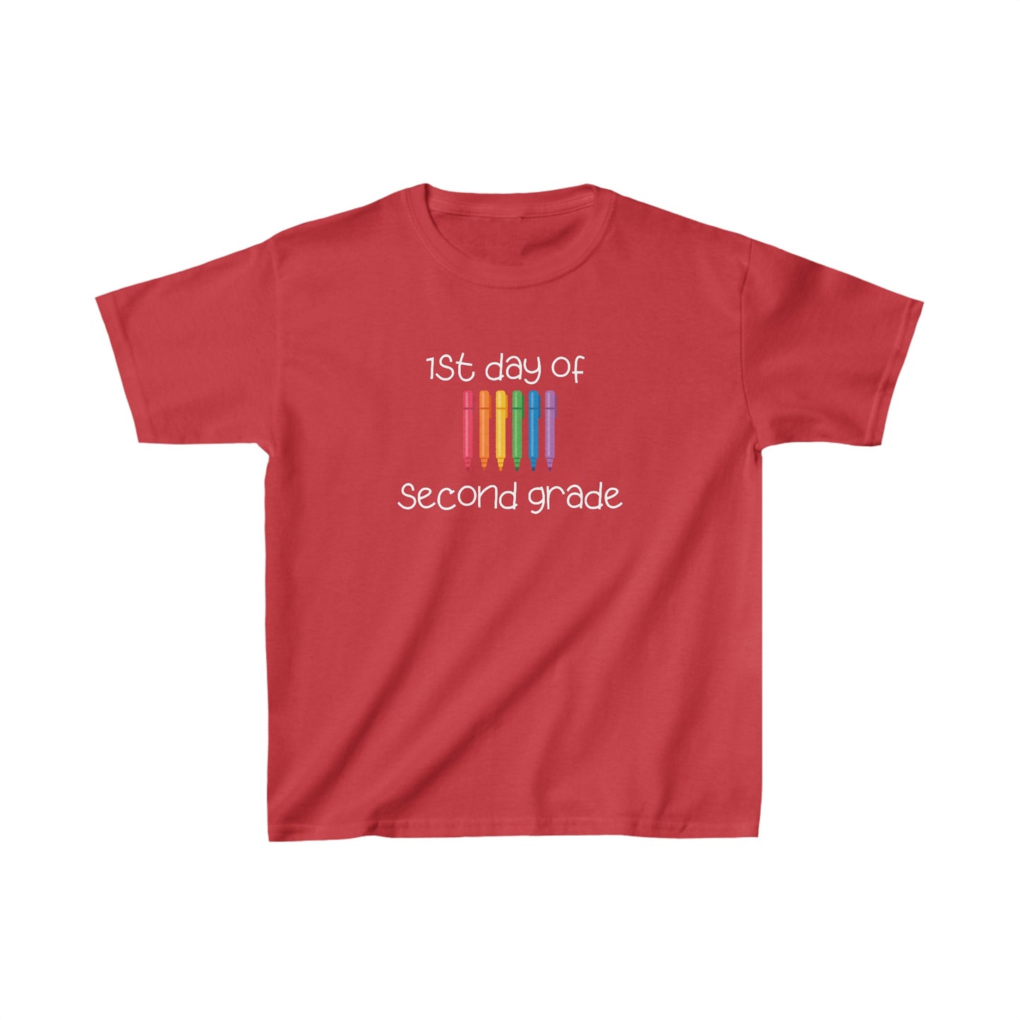 1st Day of Second Grade (white ink) Kids Heavy Cotton™ Tee