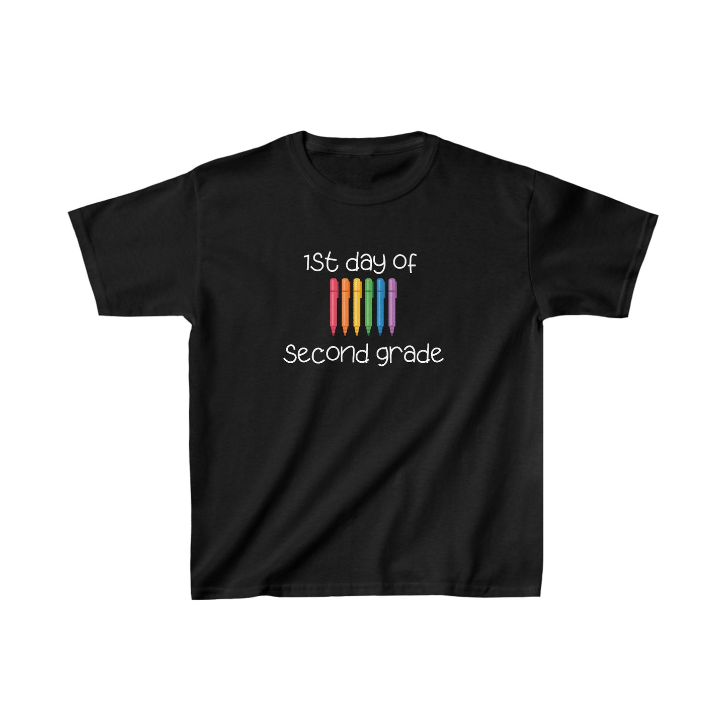 1st Day of Second Grade (white ink) Kids Heavy Cotton™ Tee