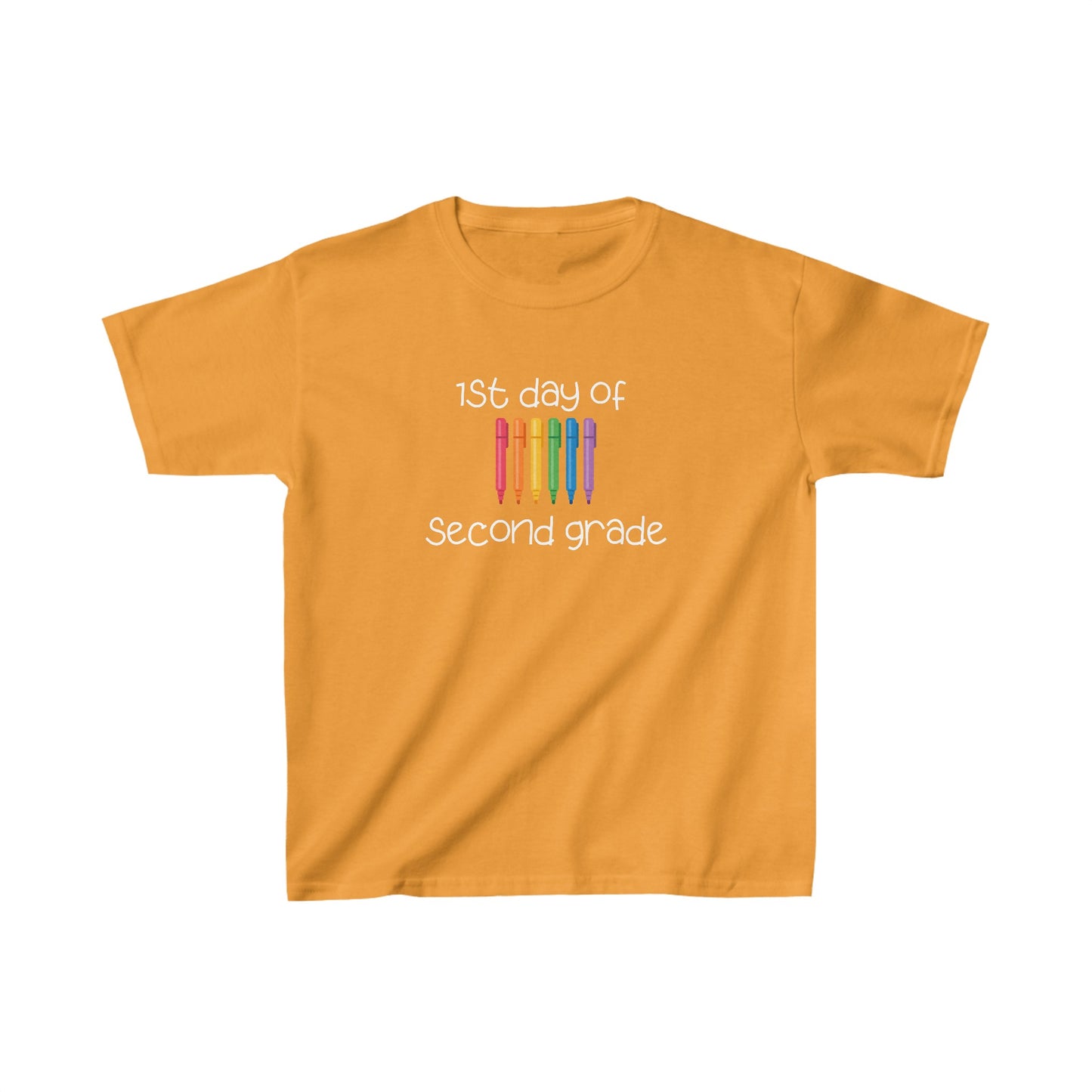 1st Day of Second Grade (white ink) Kids Heavy Cotton™ Tee