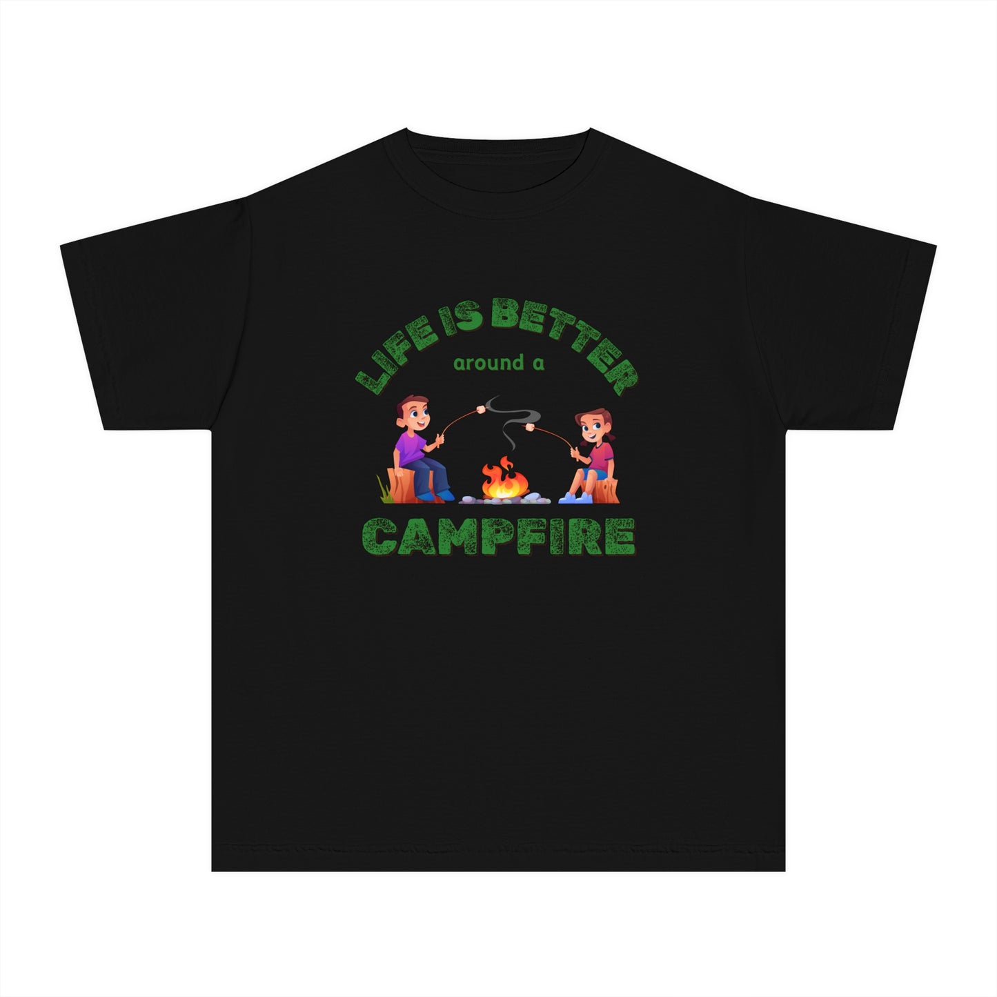 Life Is Better...Campfire (green ink) Youth Midweight Tee