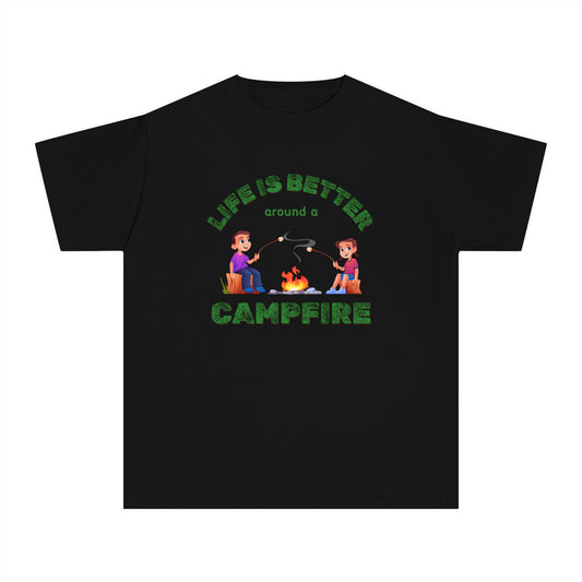 Life Is Better...Campfire (green ink) Youth Midweight Tee