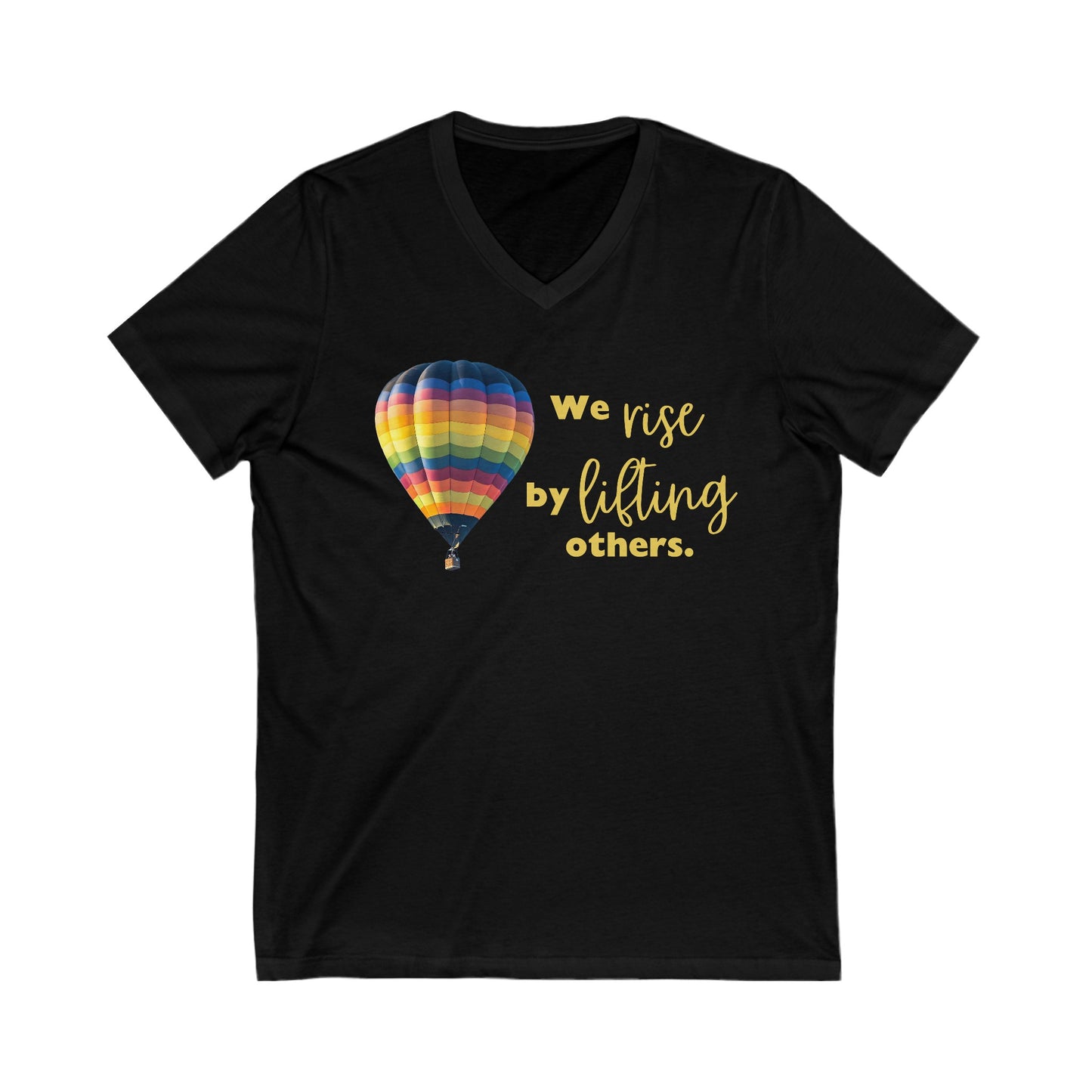 Rise By Lifting Others Unisex Jersey Short Sleeve V-Neck Tee