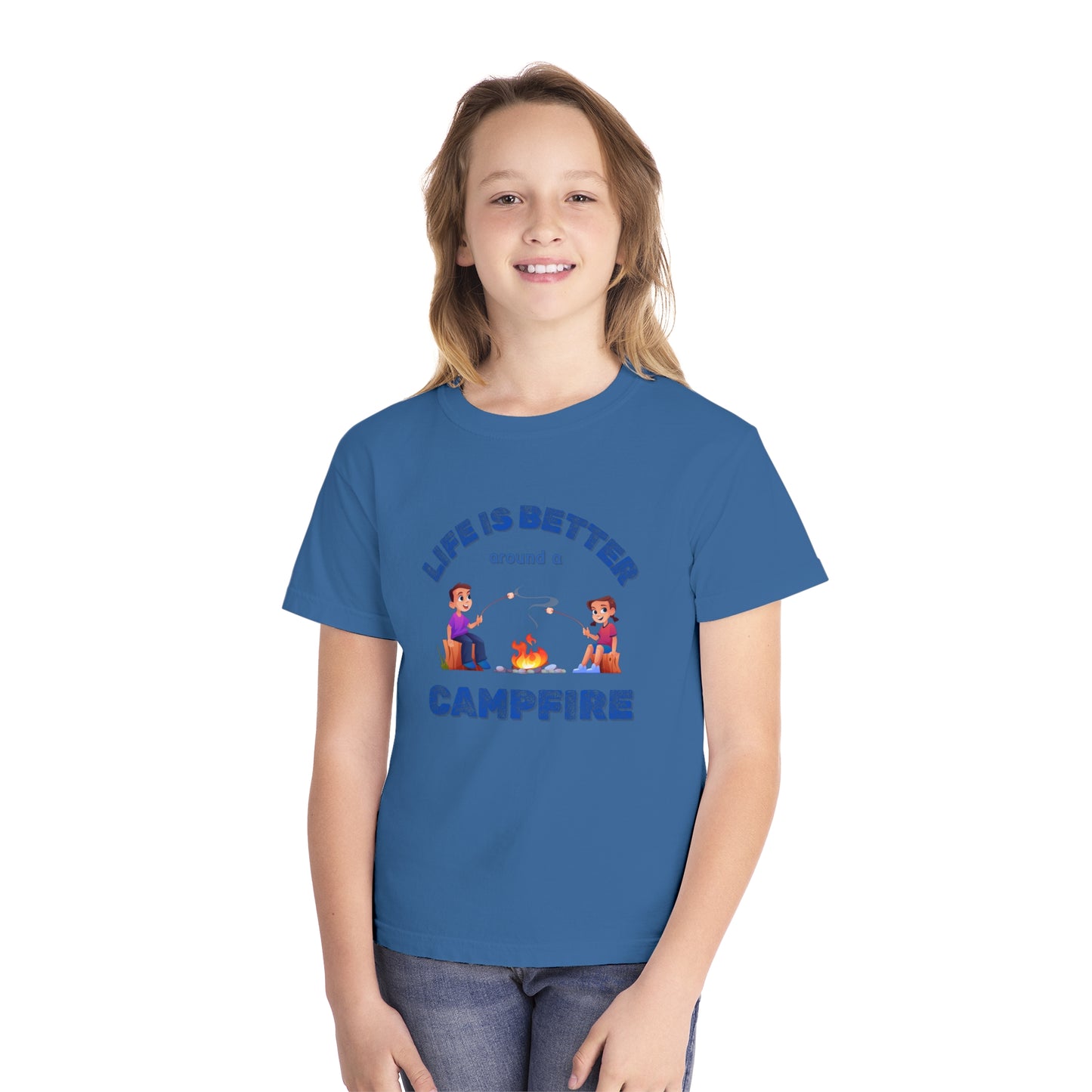 Life Is Better...Campfire (blue ink) Youth Midweight Tee