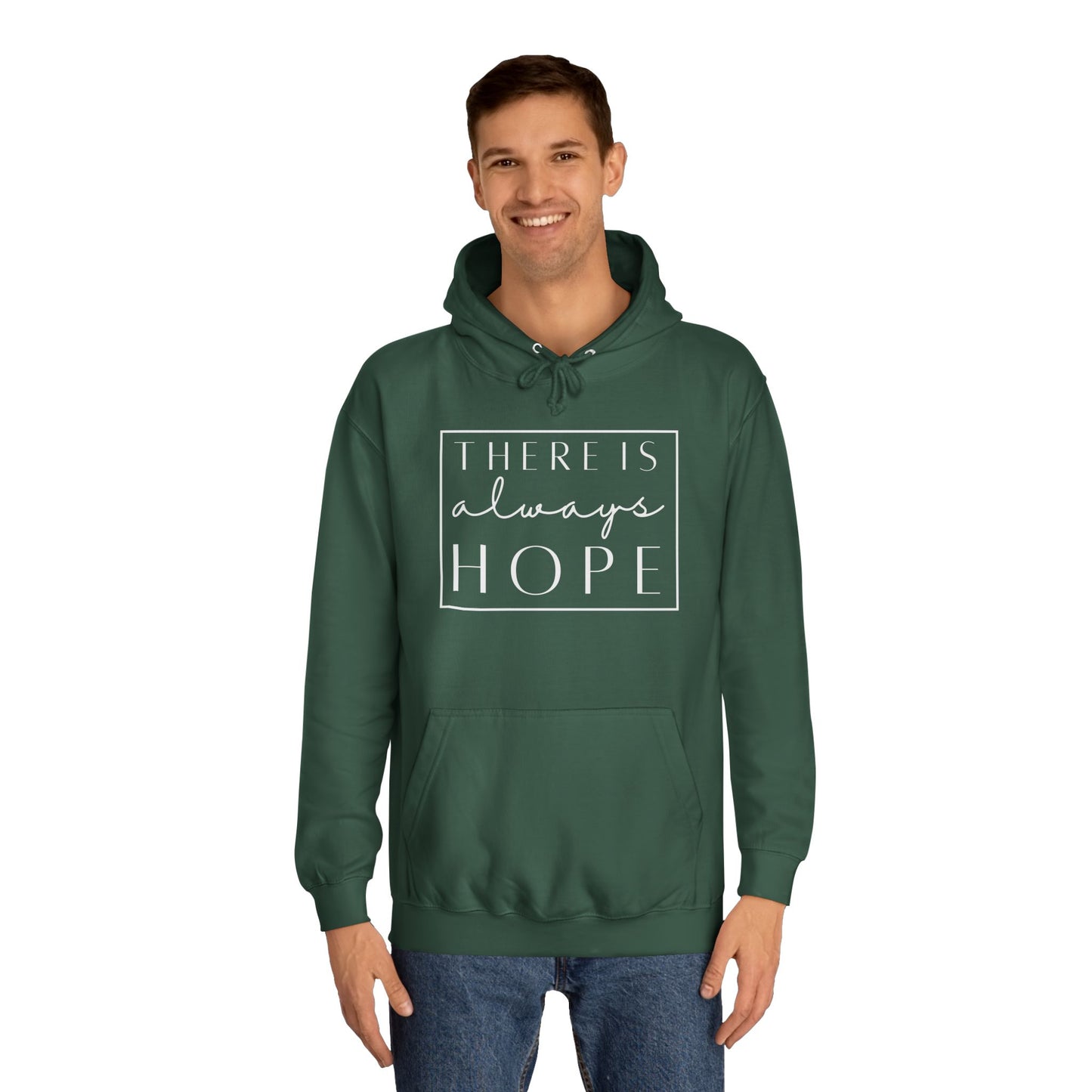 Always Hope in box (white font) Unisex College Hoodie