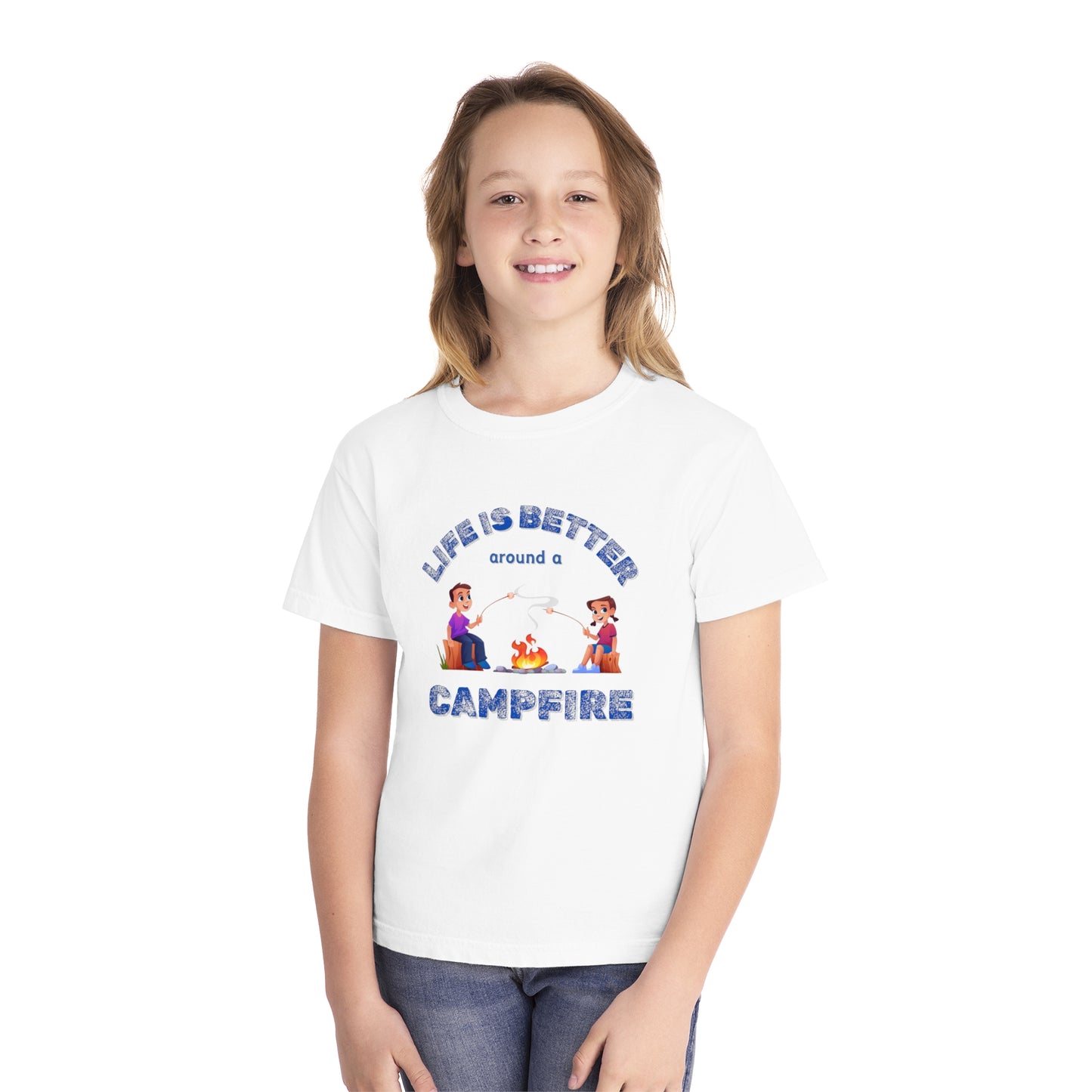 Life Is Better...Campfire (blue ink) Youth Midweight Tee