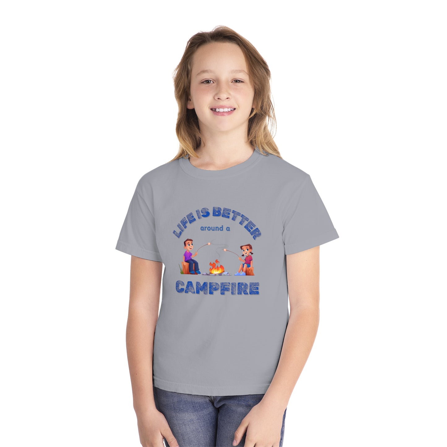 Life Is Better...Campfire (blue ink) Youth Midweight Tee