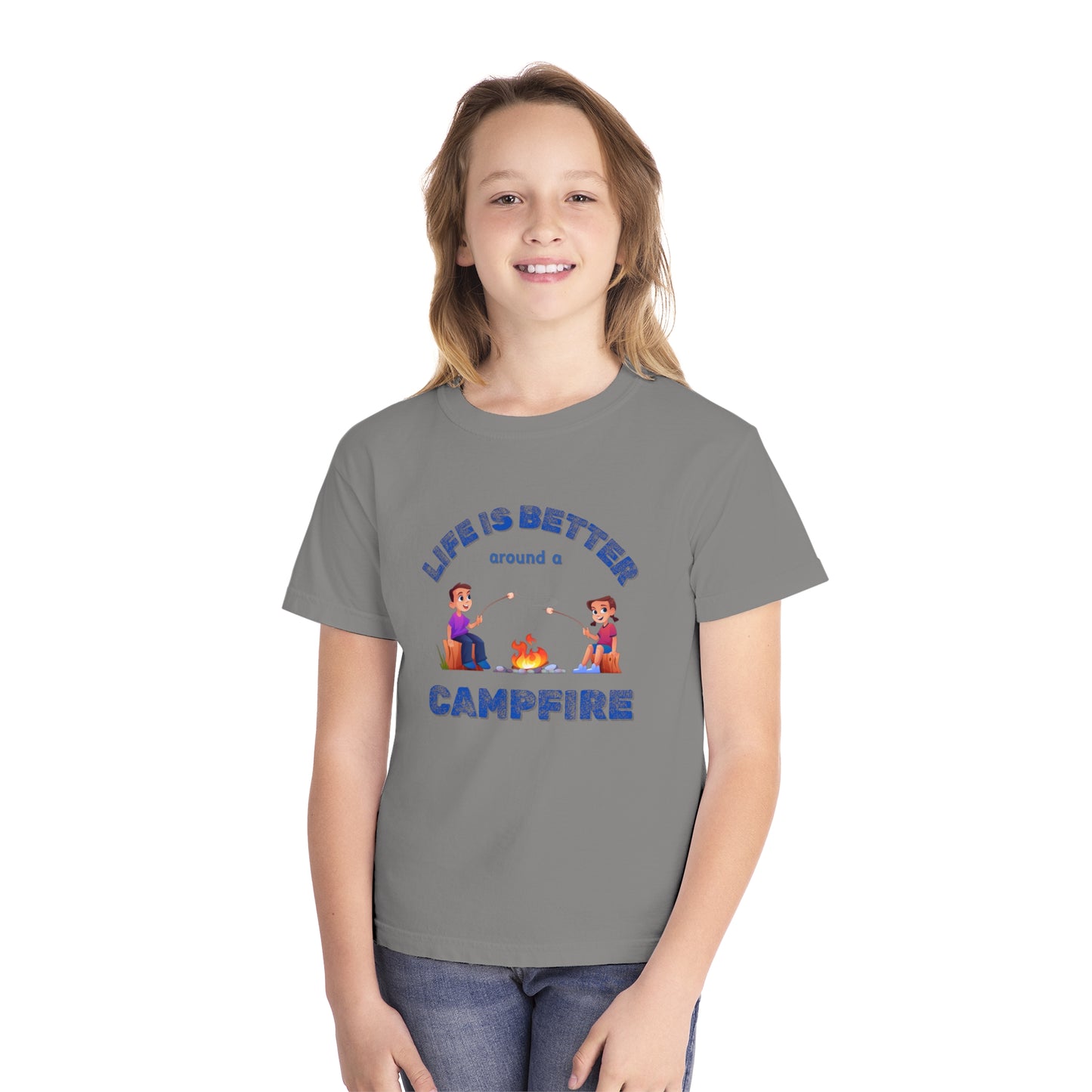 Life Is Better...Campfire (blue ink) Youth Midweight Tee