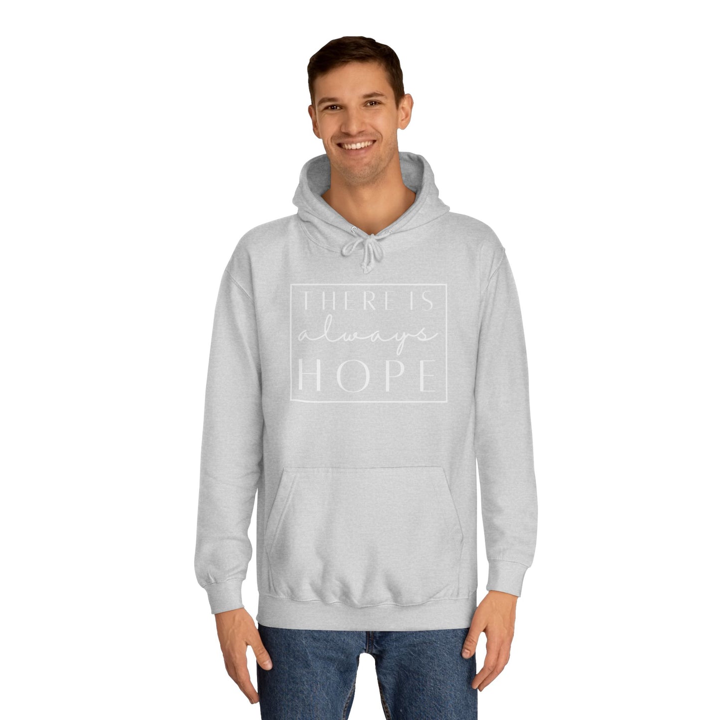 Always Hope in box (white font) Unisex College Hoodie