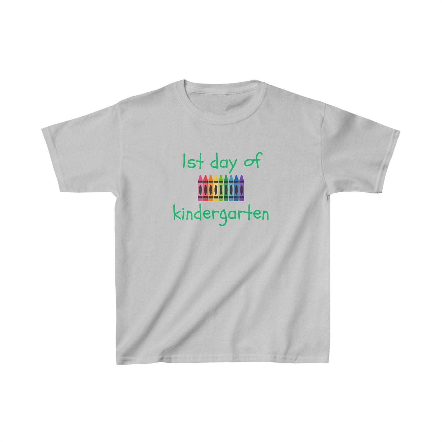 1st Day of Kindergarten (green ink) Kids Heavy Cotton™ Tee