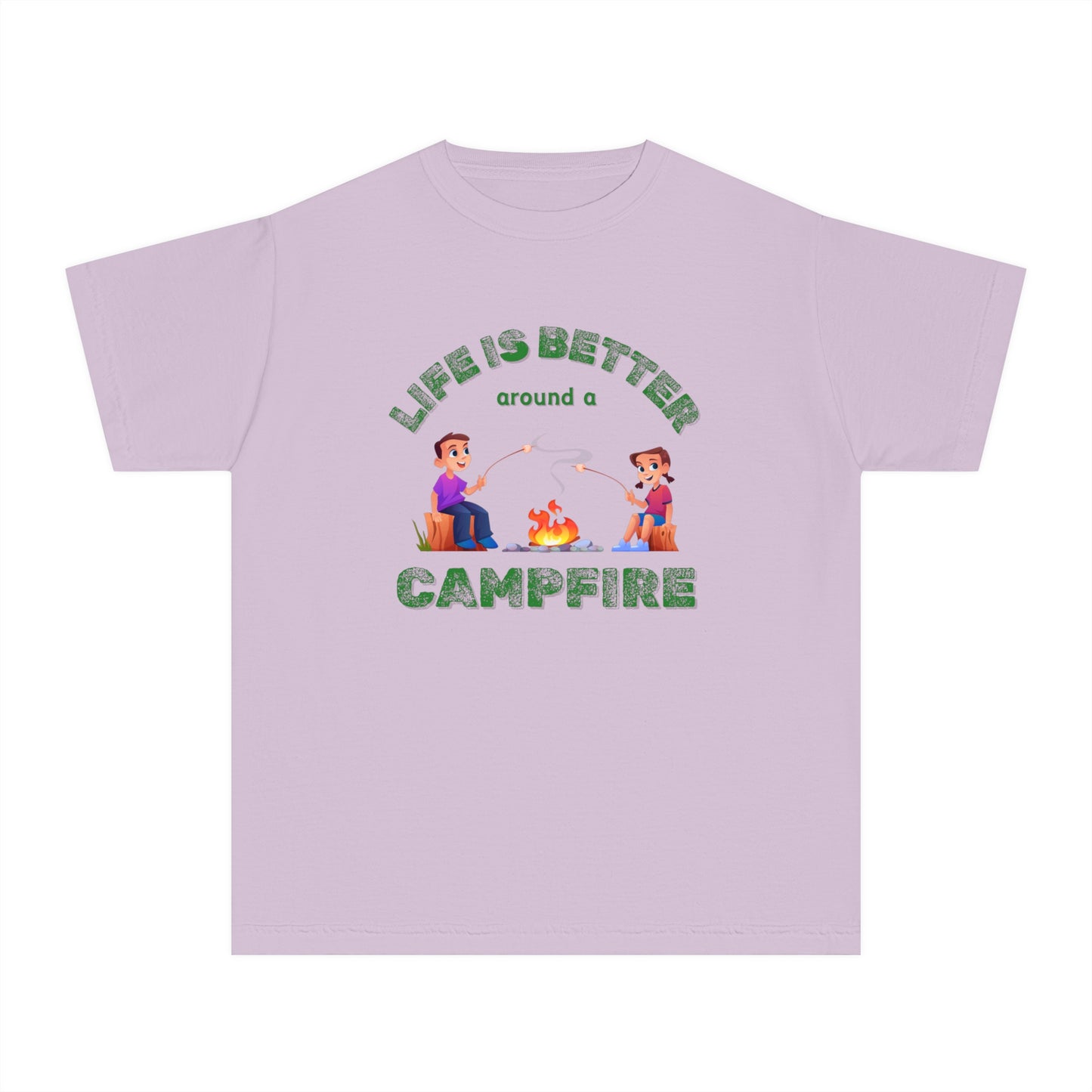 Life Is Better...Campfire (green ink) Youth Midweight Tee