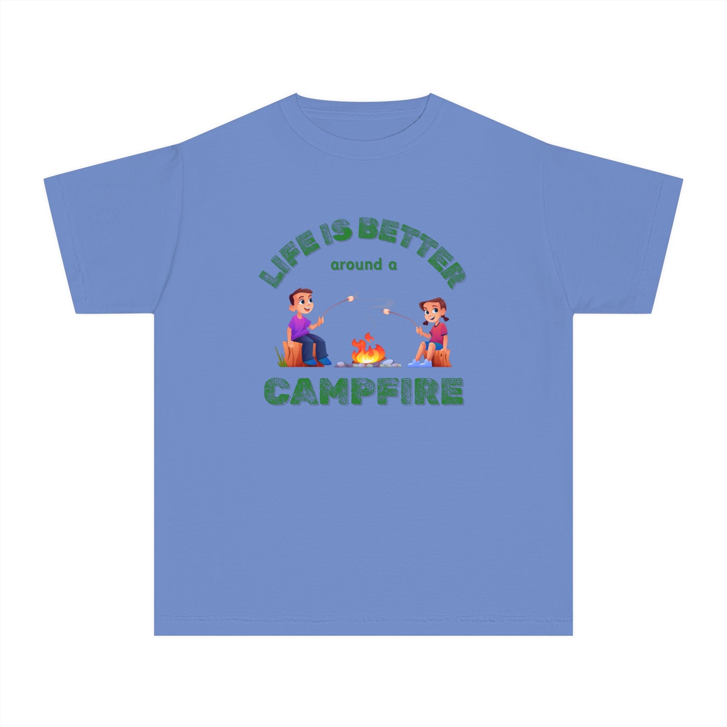 Life Is Better...Campfire (green ink) Youth Midweight Tee