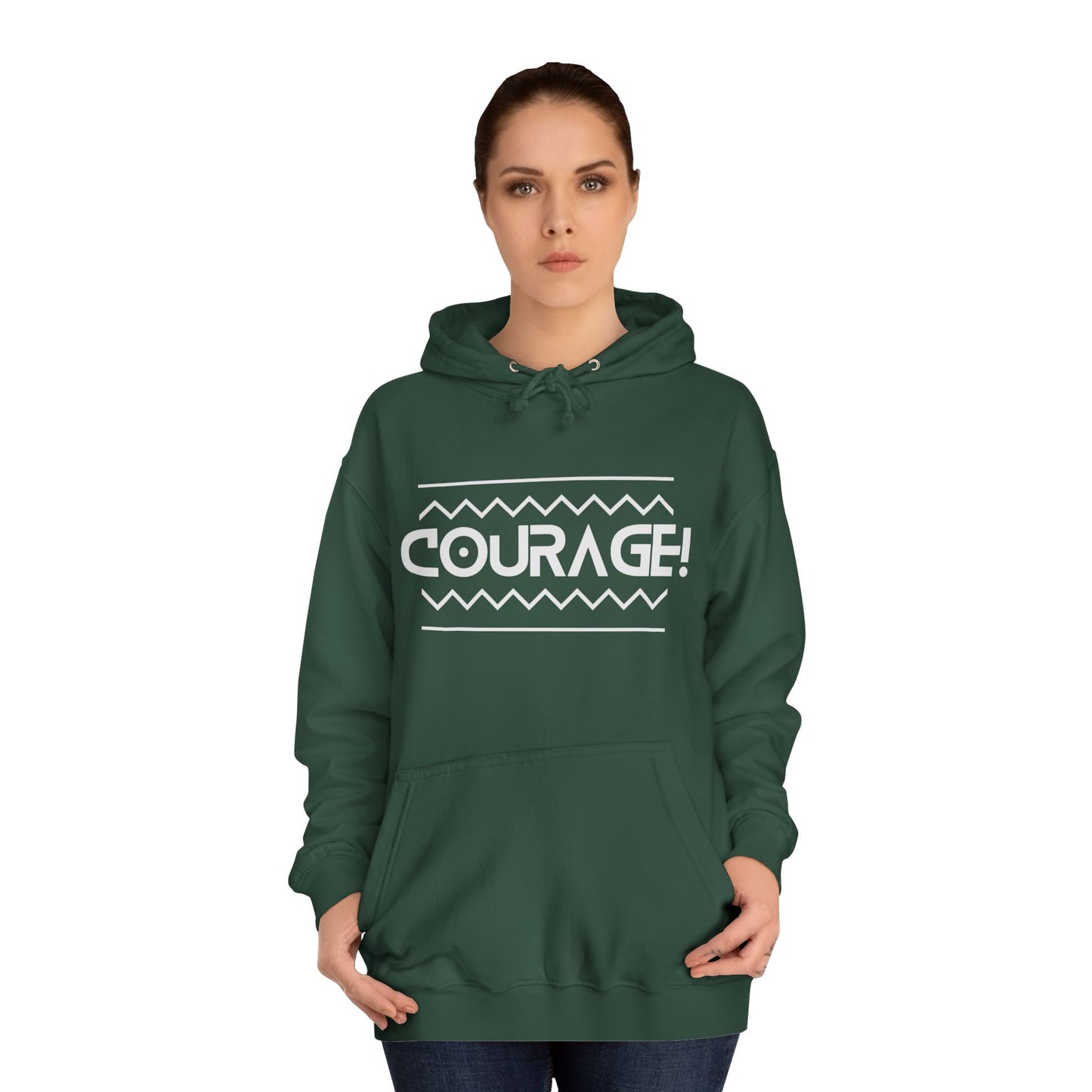 Courage (white ink) Unisex College Hoodie