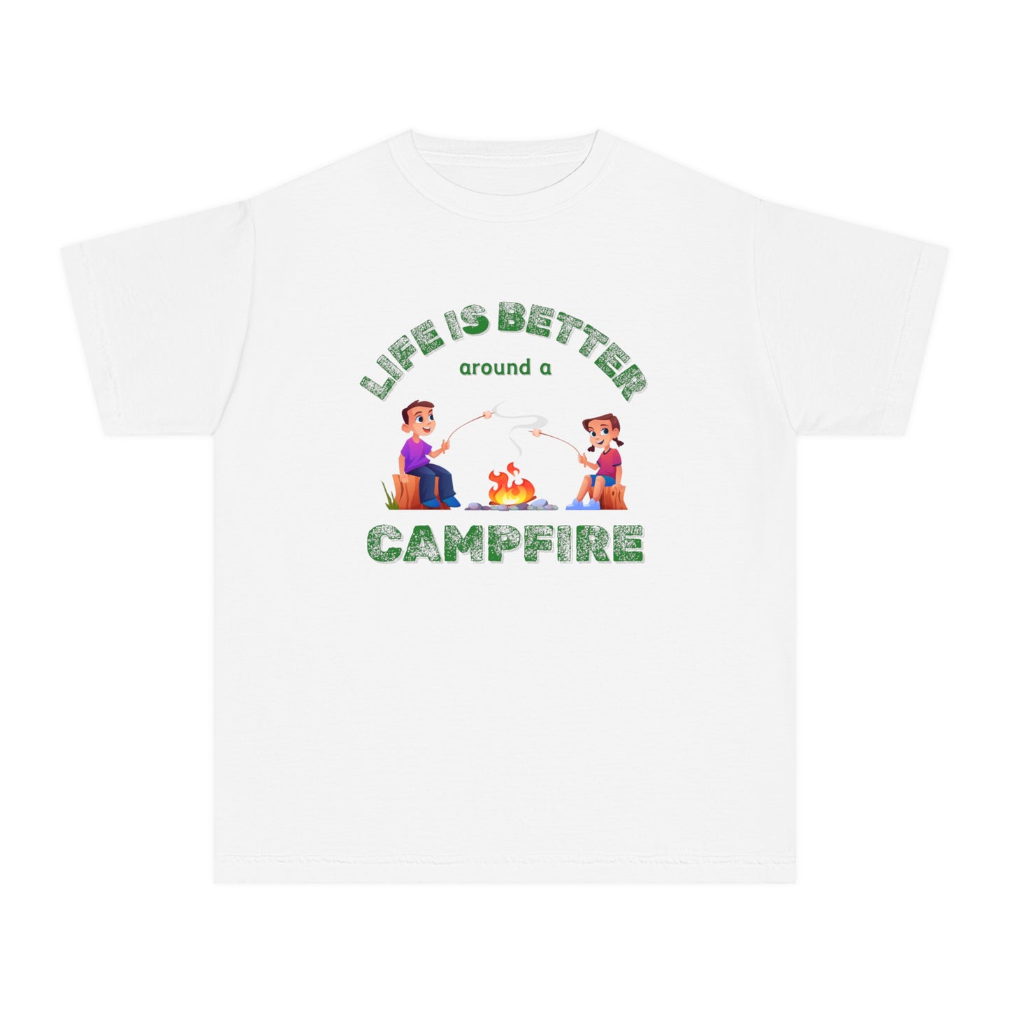 Life Is Better...Campfire (green ink) Youth Midweight Tee