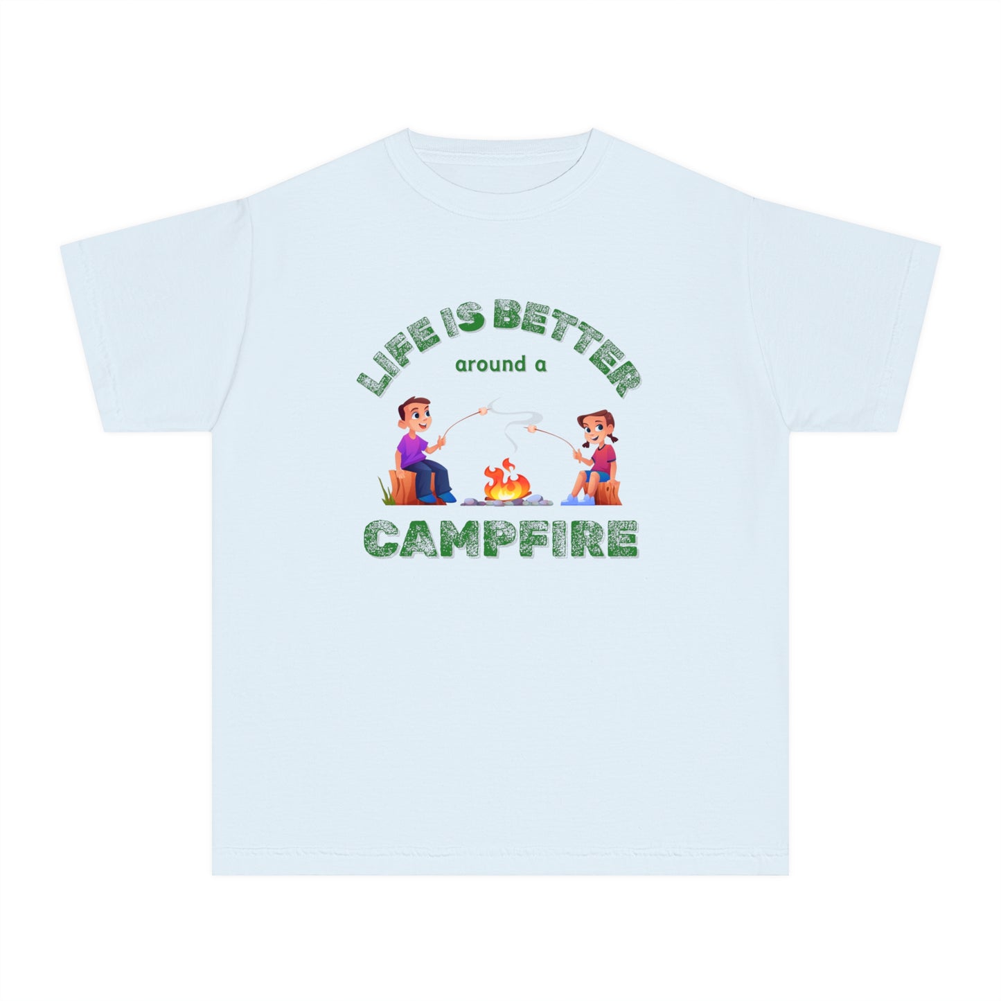 Life Is Better...Campfire (green ink) Youth Midweight Tee