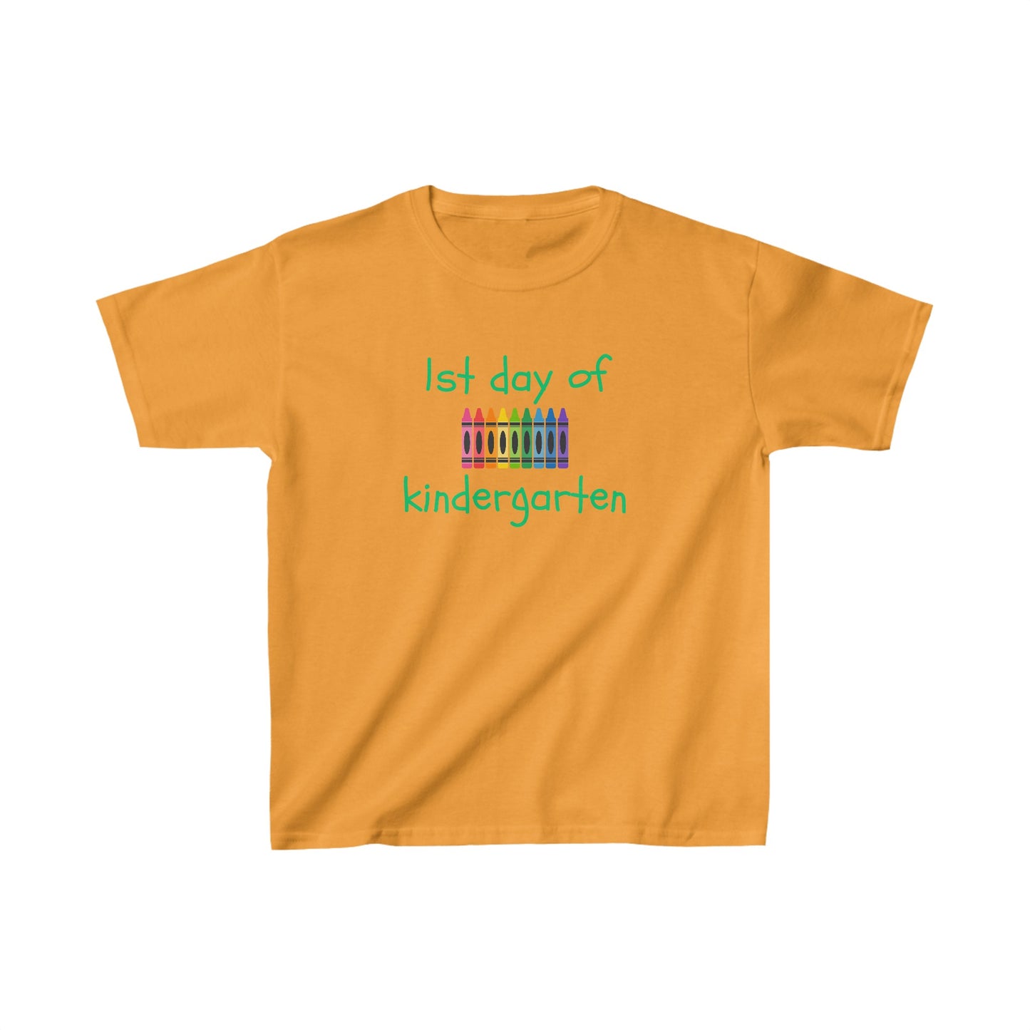 1st Day of Kindergarten (green ink) Kids Heavy Cotton™ Tee