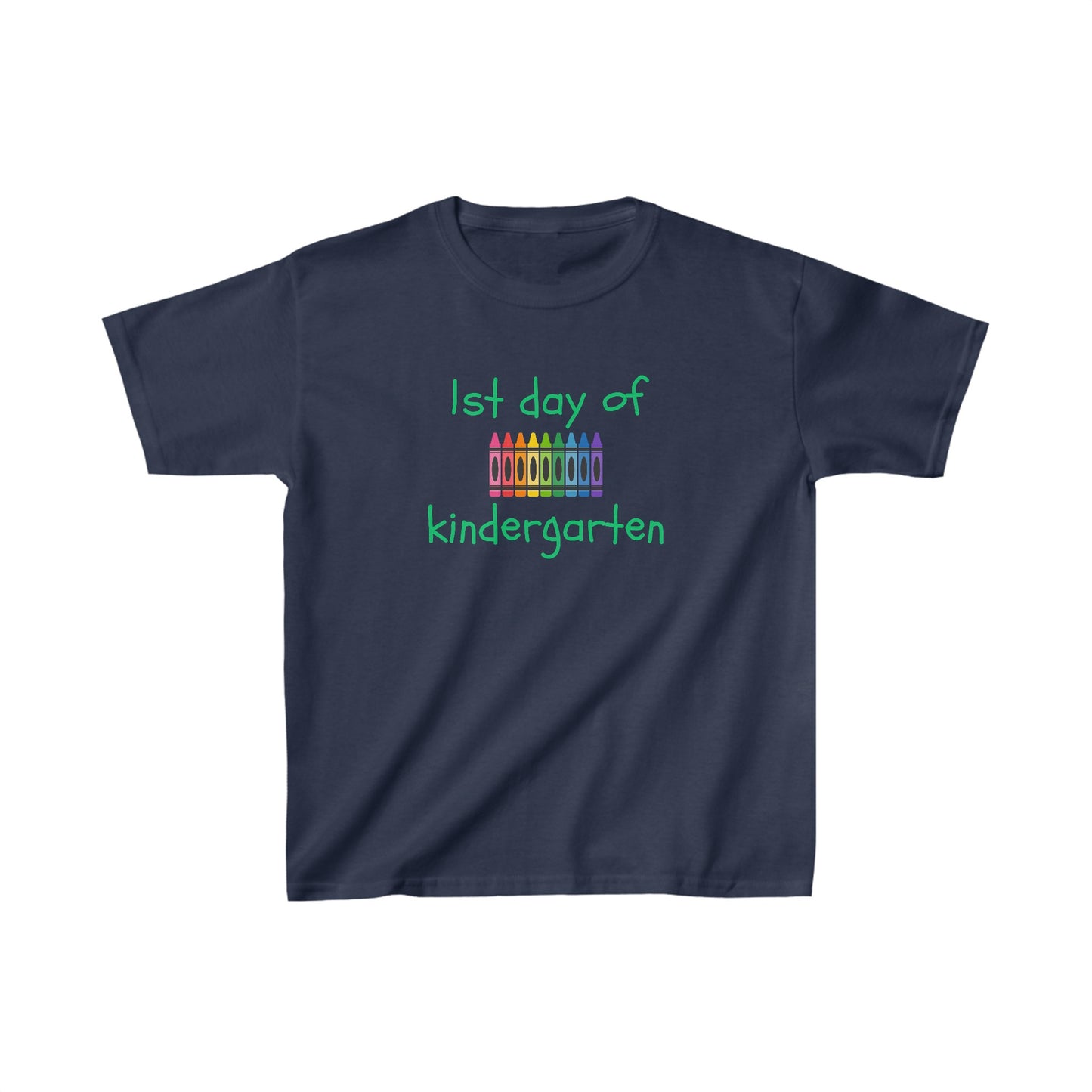 1st Day of Kindergarten (green ink) Kids Heavy Cotton™ Tee