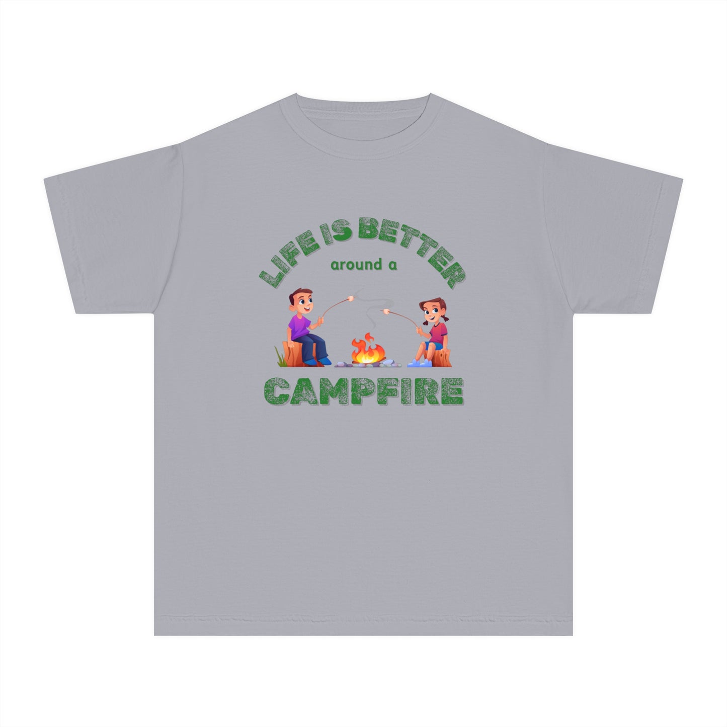 Life Is Better...Campfire (green ink) Youth Midweight Tee