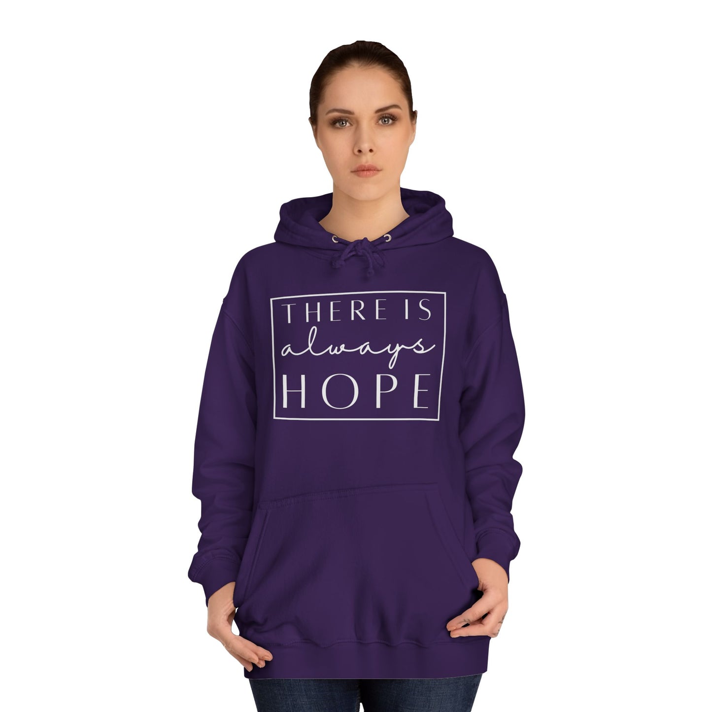 Always Hope in box (white font) Unisex College Hoodie