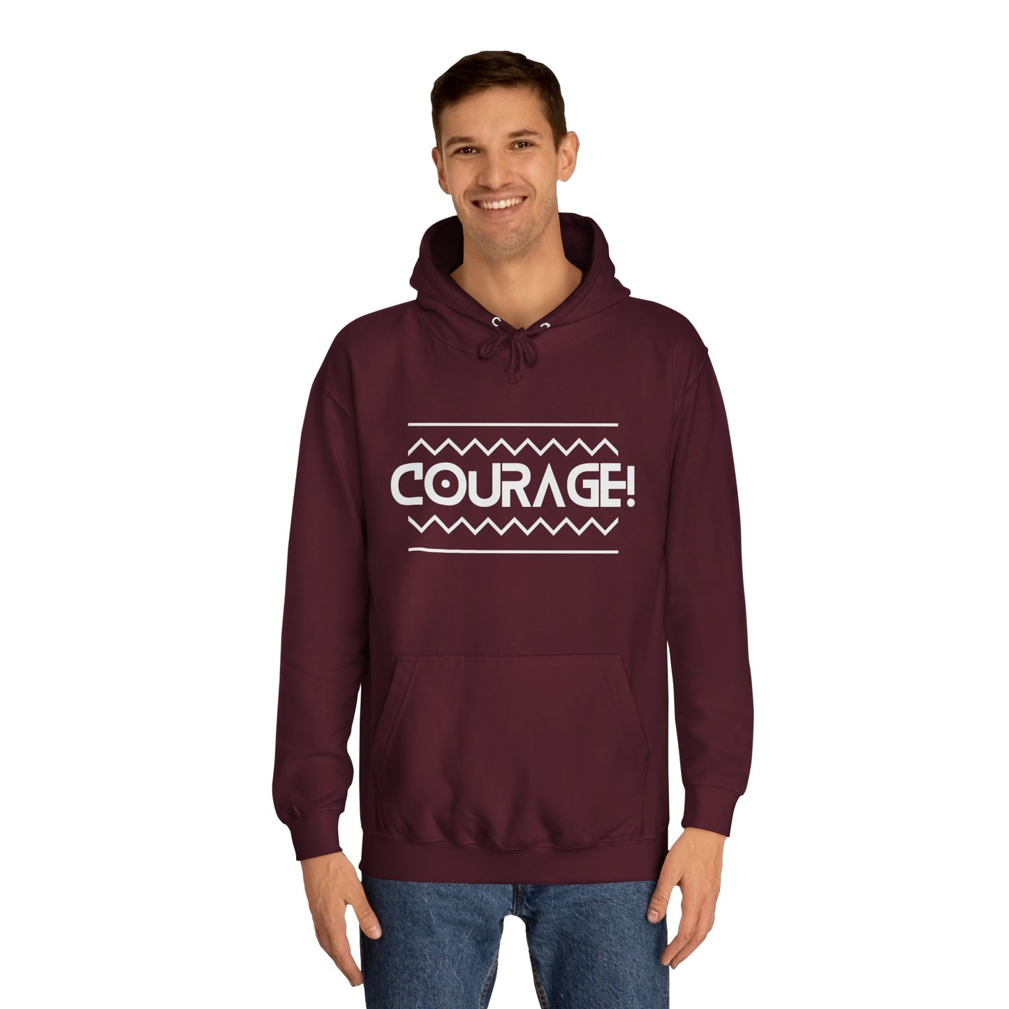 Courage (white ink) Unisex College Hoodie