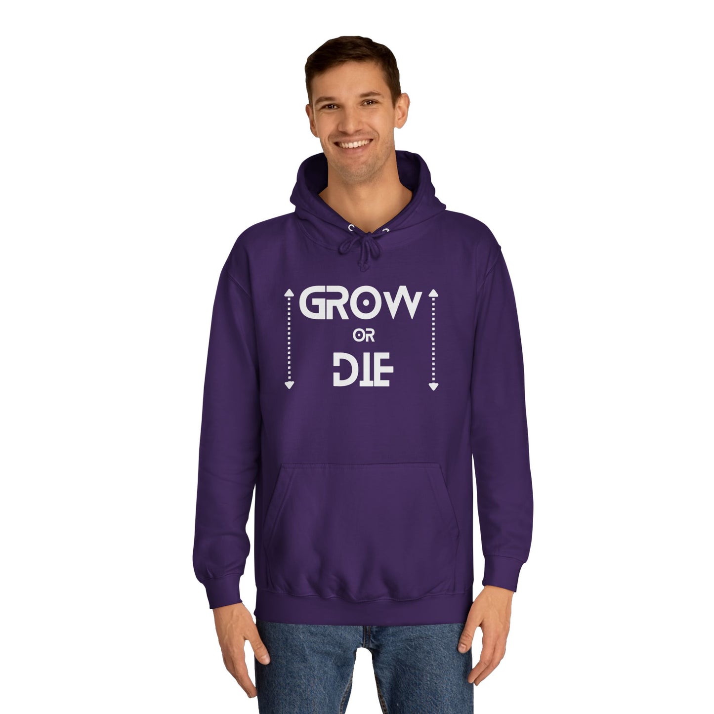 Grow or Die (white ink) Unisex College Hoodie