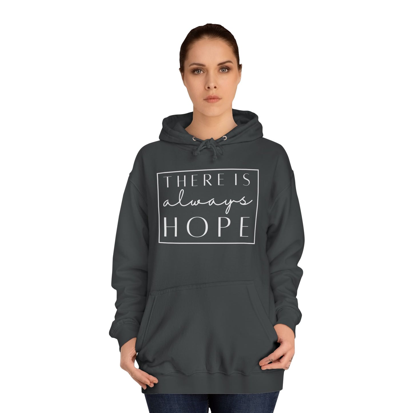 Always Hope in box (white font) Unisex College Hoodie